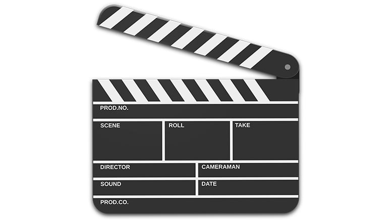 Stock image of a movie clapperboard