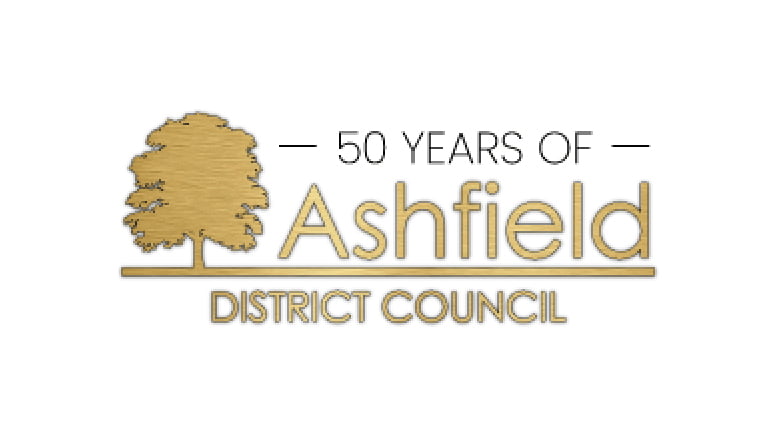 A special celebratory version of Ashfield District Council's logo