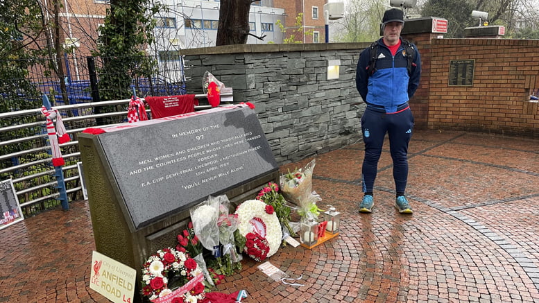 Mik Parker at the Hillsborough Memorial in Sheffield