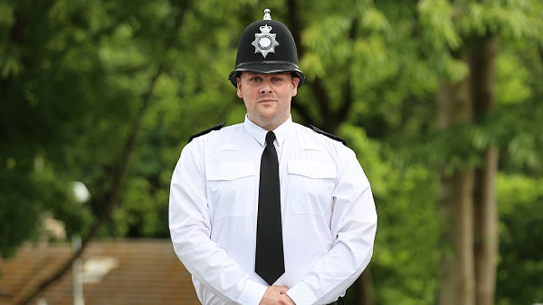 A policeman in traditional uniform