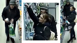 CCTV stills of a man and a woman at the Co-op store in Huthwaite